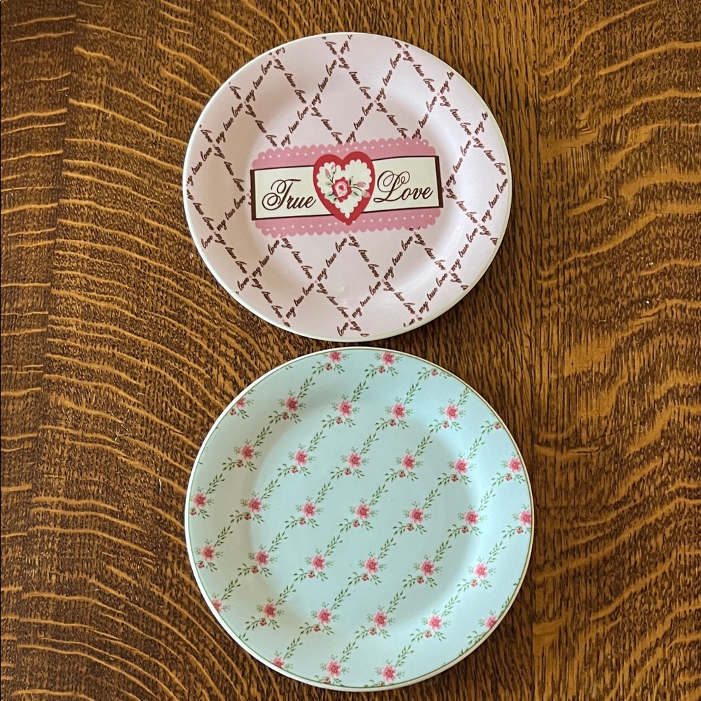 Gibson Pink and Green Floral Plates